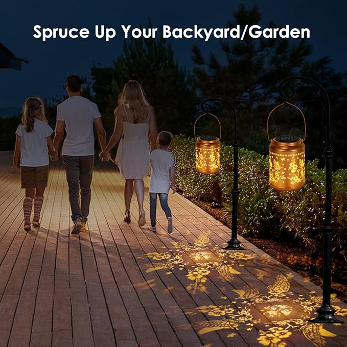 Garden Decor Birthday Gifts for Women, Butterfly Solar Lanterns Outdoor Decoration, Mothers Day Gifts for Mom Grandma, Hanging Solar Lights Outside for Yard, Patio, Backyard, Porch (2 Pack)
