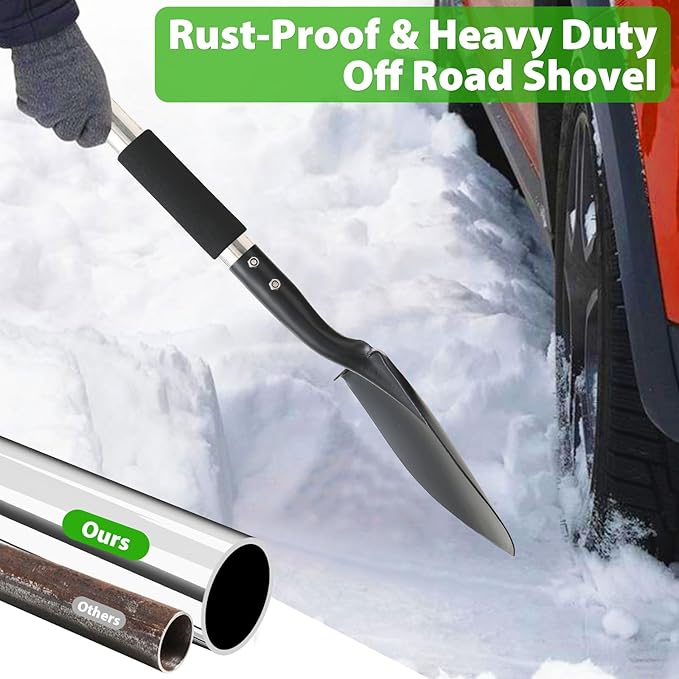 Shovel, Shovels for Digging Gardening, 31” Small Shovel for Camping, Off Road, Garden Spade Shovel with Round Point Blade, D-Handle, Comfort Grip, Metal Shovel Heavy Duty, Rust-Proof, Lightweight