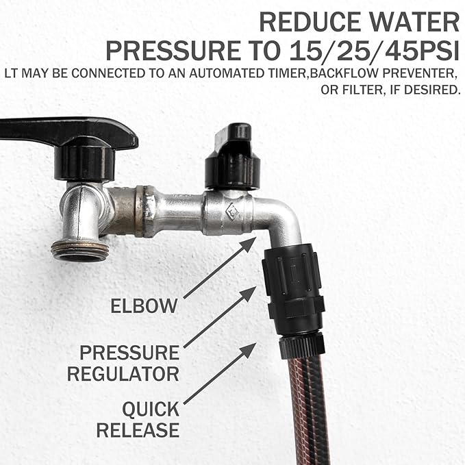 Tondiamo 3 Pcs Drip Irrigation Pressure Regulator, 3/4" Female Hose Thread x 3/4" Male Hose Thread for Drip Irrigation System Irrigation Pressure Reducer Low Flow Valve(25 PSI)
