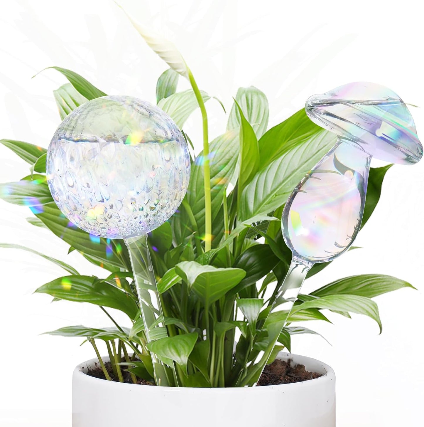 FLORA GUARD Plant Watering Globes, 2-PCS Glass Self Watering Planter Insert, Mushroom Water Globes, Automatic Plant Waterer Bulbs Devices