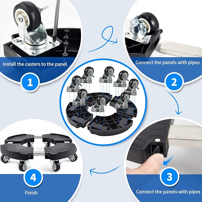 TreeGun Plant Caddy with Wheels Heavy Duty with 8 Lockable Casters, Rolling Plant Stand Adjustable for 8 inch-22 inch Outdoor Indoor Large Plant, Plant Dolly with Wheels Heavy Duty 500lbs Capacity