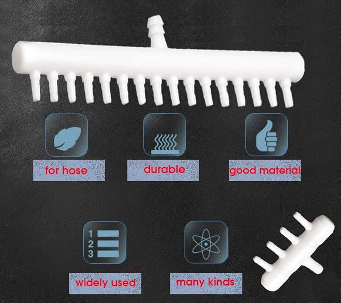 Rake-shaped hose joint air discharge diverter, Plastic Barb Hose Fitting Connector, 16-Way Outlet Air Line Pump Tubing Splitter Water Flow Divider, for Aquarium Garden Agricultural Irrigation（4Pcs）