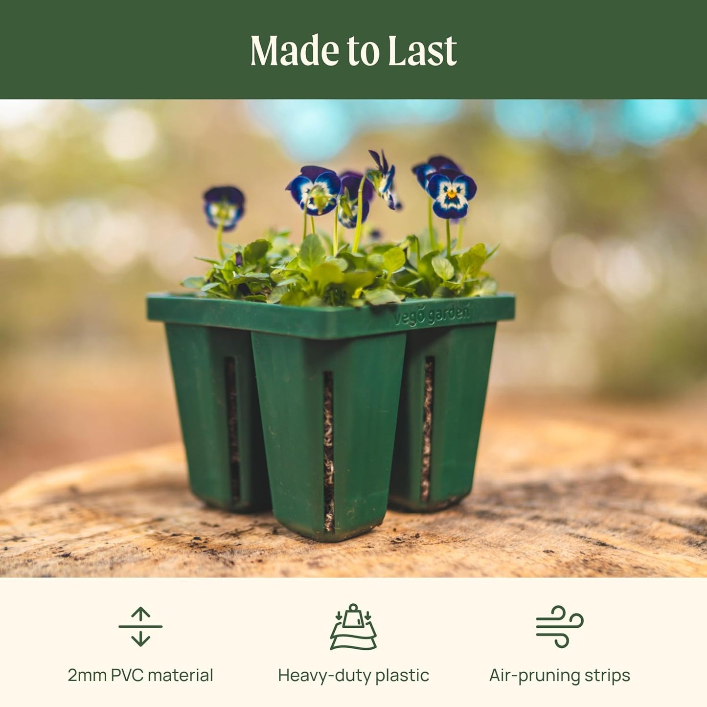 Vego garden Jumbo Seedling Trays Without Lids, 32 Pack Reusable Propagator Growing Starter Tray for Larger Plants, Heavy-Duty Plastic Germination Trays (4-Cell per Tray)