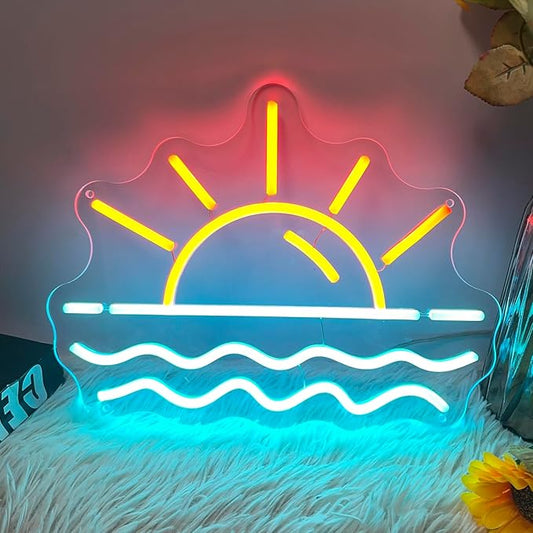 Sunset Sunrise Neon Sign, Neon Signs for Wall Decor Dimmable LED Neon Light Sign for Beach Bedroom Living Room Wedding Bar Party Home Room Decor