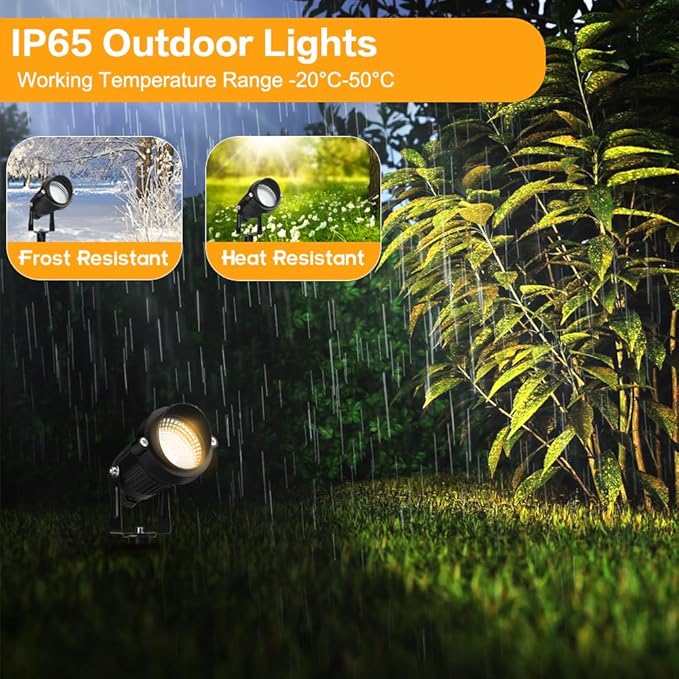 Outdoor Landscape Lighting, 24W 4 Pack Outdoor Spot Lights with Transformer for Yard, Plant, Lawn, Tree, Flags, House, Garden, Fence, 120V Low Voltage Landscape Lights, IP65 Waterproof