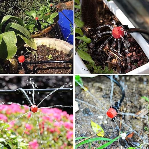 82FT Drip Irrigation System Kit - Garden Watering System with 1/4" Drip Irrigation Tubing Parts - Automatic Irrigation Sprinkler Equipment for Outdoor Plants, Garden, Greenhouse, Flower Bed, Lawn