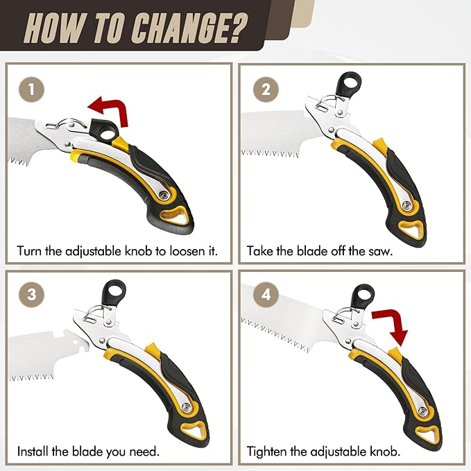 KATA 13.7 Inch Hand Pruning Saw Set, SK5 Curved and Straight Saw Blade in Oxford Safety Sheath, Survial Camping Hand Saw for Tree Trimming, Gardening, Wood Cutting