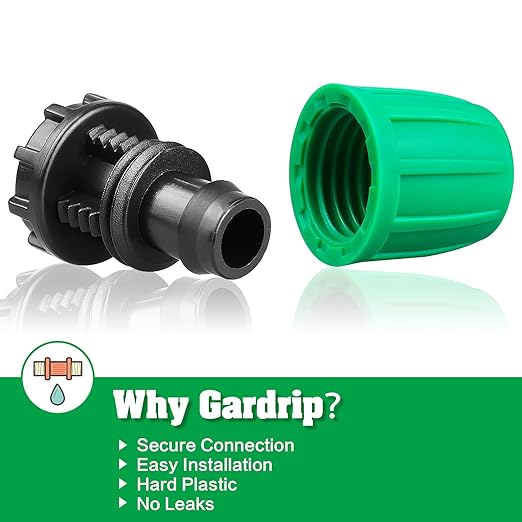 Drip Irrigation 1/2" End Cap Fittings：1/2 Inch Drip Line Lock Barbed End Plug Connectors for 1/2 Drip Irrigation Tubing (1/2" ID x 0.640" OD) Anti-Drop Drip Irrigation Parts (12 Pieces)