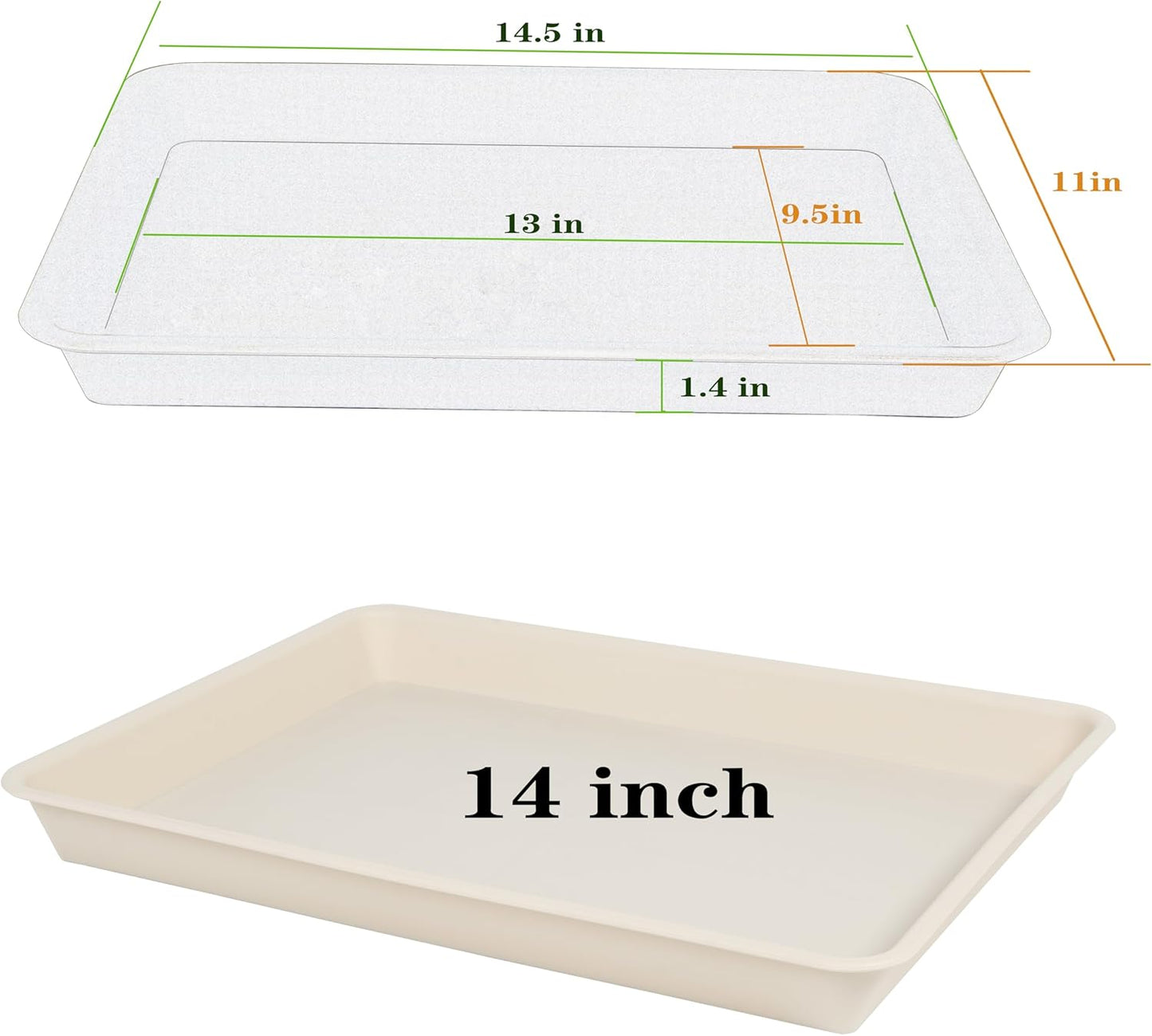Rectangle Plant Tray, Plant Drip Tray, Plant Pot Saucers, Plant Germination Trays, Plant Saucers, 14.5'' x 11'' x 1.5'' (4 pack), Beige