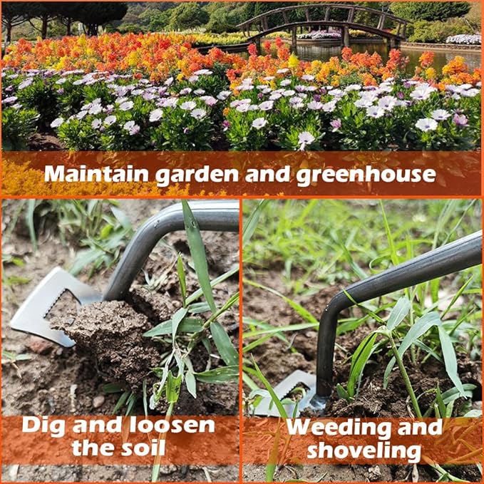 Upgraded 11 Tines Gardening Hand Weeder, New Weeding Artifact Household Uprooting Tool, Multifunctional Digging and Shoveling Manual Rake for Garden Vegetable Plot and Yard