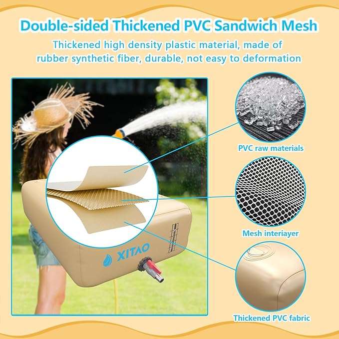 XITAO 63Gal/240L Water Storage Bladder w/Water Level Indicator, Large Capacity Foldable Water Storage Containers, Portable Emergency Water Tank Water Bag for RVs, Fire Prevention, Irrigation