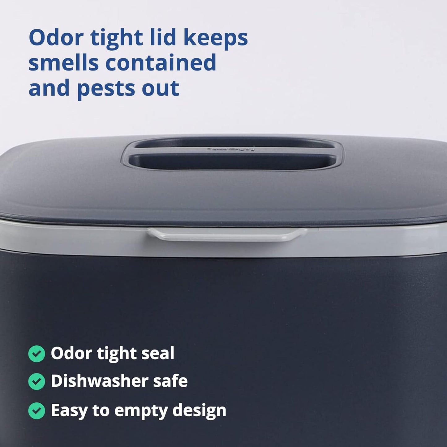 Blue Ginkgo Kitchen Compost Bin [5L / 1.32 GAL] – Filter-Free, Odor-Tight Countertop Food Waste Pail with Handles (Made in Korea, Gray)