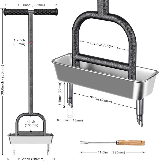 Dolibest Lawn Coring Aerator, Manual Grass Aerating Tool with Stainless Steel Soil Core Storage Tray, 2 Stainless Steel Corer Plug Aerator Tool, Garden Tool & Clean Hand Tool, Improve Lawn Health