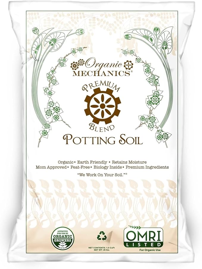 Premium Blend Potting Soil, 1 Cubic Foot – Moisture Retentive with Compost, Aged Pine Bark, Worm Castings, and Perlite for Containers, Transplanting & More – Peat-Free