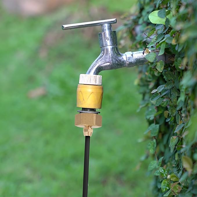 2pcs Drip Irrigation Hose Connector, Brass 3/4 to 1/4 Hose Adapter with Gasket and Filter Brass Female to Female Hose Adapter for Hose Shut Off Valve Garden Hose