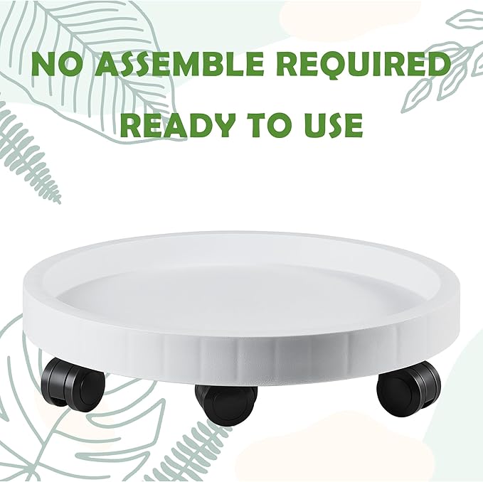 17.5 Inch Planter Caddies Rolling Saucer Caddy with Wheels, Heavy Duty Wheeled Stand for Potted Plant, Round Coaster Roller Base Tray with Casters, Flower Pot Dolly Holder for Indoor Outdoor