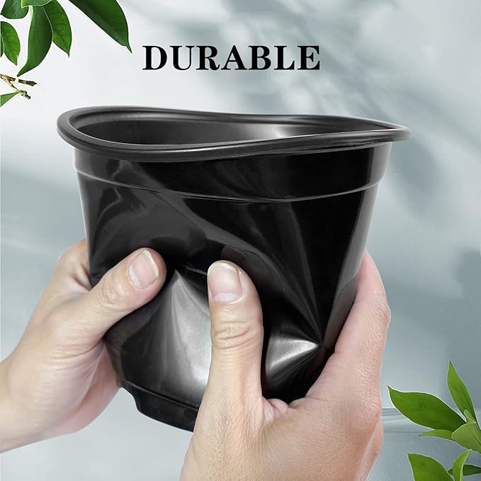 RAOOKIF 45 Pack 5 6 7 Inch Nursery Pots Variety Pack, Plastic Nursery Pot with Drainage Holes, Seed Starting Pots for Flower Seedling, Cuttings, Transplanting (5+6+7 Inch,45pcs)