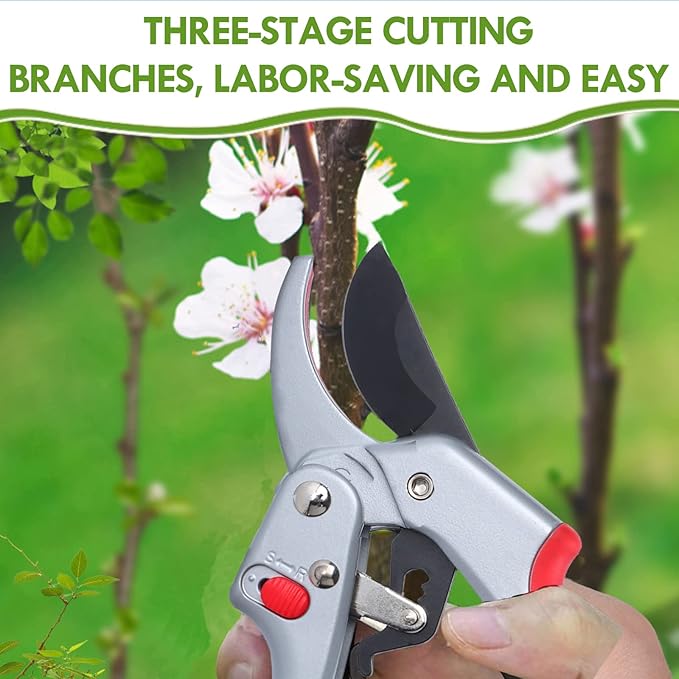 Upgraded Garden Clippers, Adjustable Germany Pruners, Work 3 Times Easier, Professional Pruning Shears, Cutting Rose, Flower, Hedge, Stem, Sharp Gardening Scissors, Arthritis Weak Hand Snips