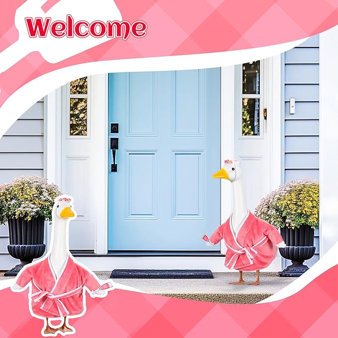 Old Lady Goose Outfits for 23'' High Cement or Plastic Porch Lawn Clothes for Yard(Lady Goose)