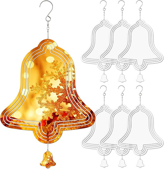 Sublimation Wind Spinner Blanks, 6 Pack 10 Inch 3D Aluminum Metal Hanging Wind Spinner Bulk for Garden Yard Outdoor, Window Porch Decoration for Heat Press Transfer DIY