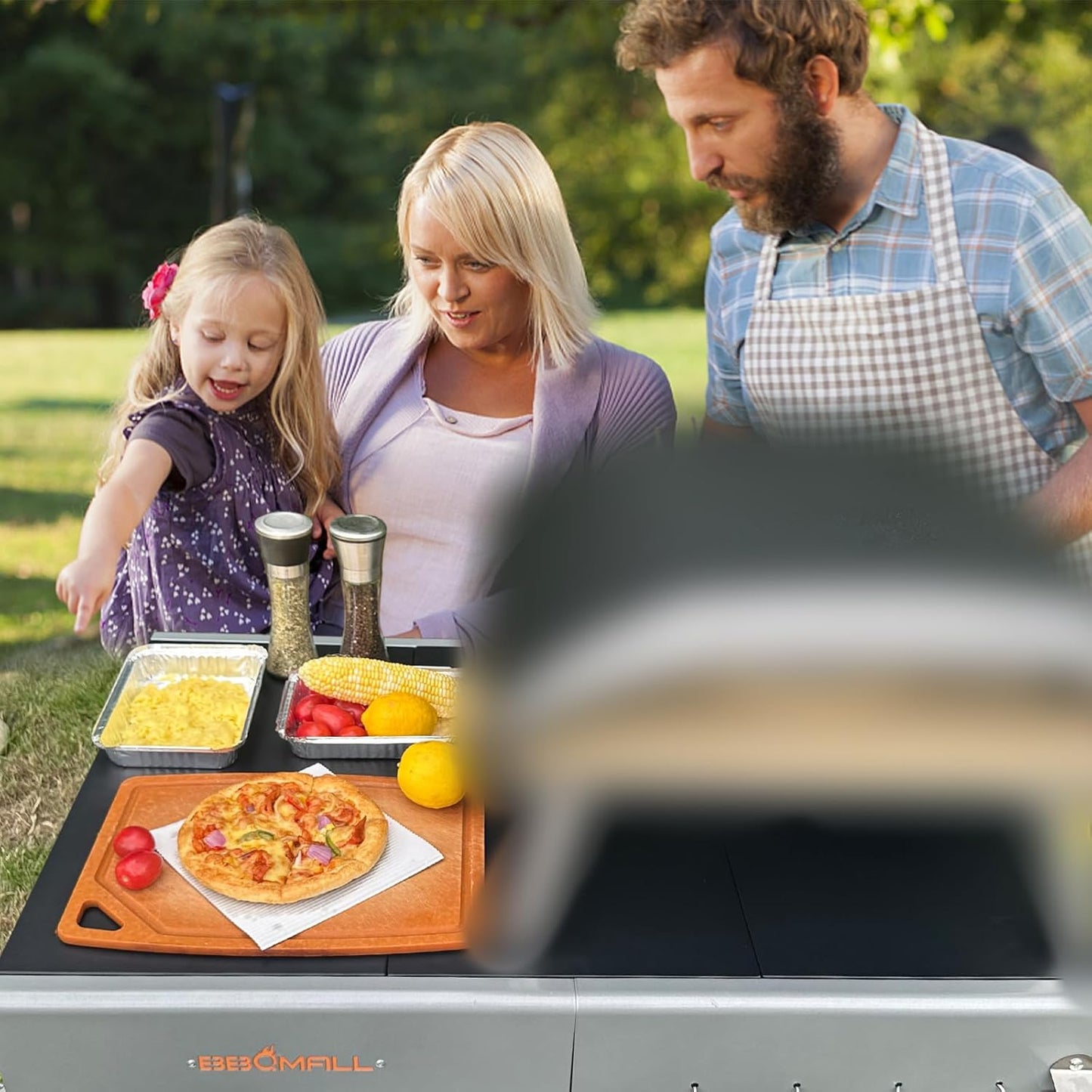 Pizza Oven Cart Table and Topping Station for Ooni Koda/Karu/Fyra 16 & 12, Movable Thicken & Widen Rolling Kitchen Cart, Outdoor Grill Stand for Ninja Woodfire,Blackstone Griddle