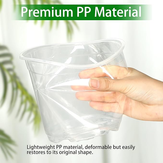 48 Pack 7/6/5/3.5 Inch Clear Plastic Pots for Plants, Clear Nursery Pots with Drainage Holes, Reinforced Plastic Nursery Pots Variety Pack
