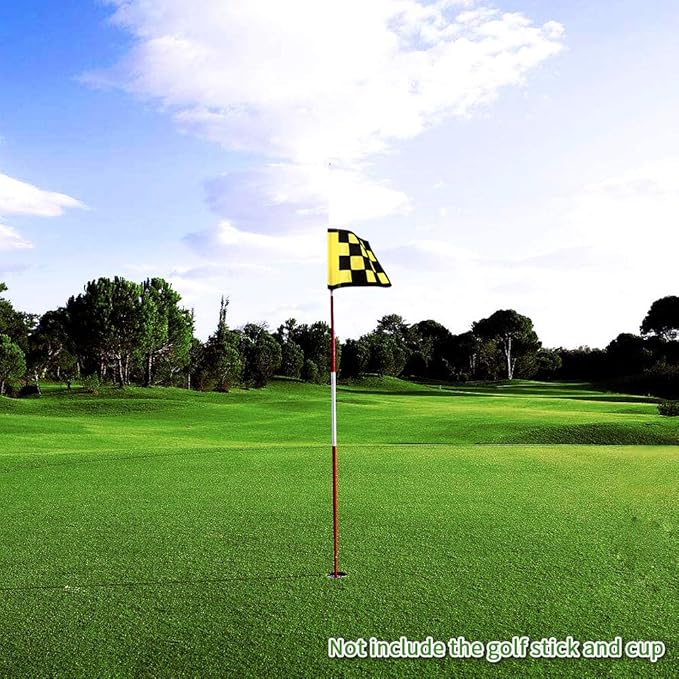Golf Flag, Solid Nylon and Checkered Training Putting Green Flags, Indoor Outdoor Backyard Garden Portable Target Flags, 8.7inch*6inch (Yellow-Black)