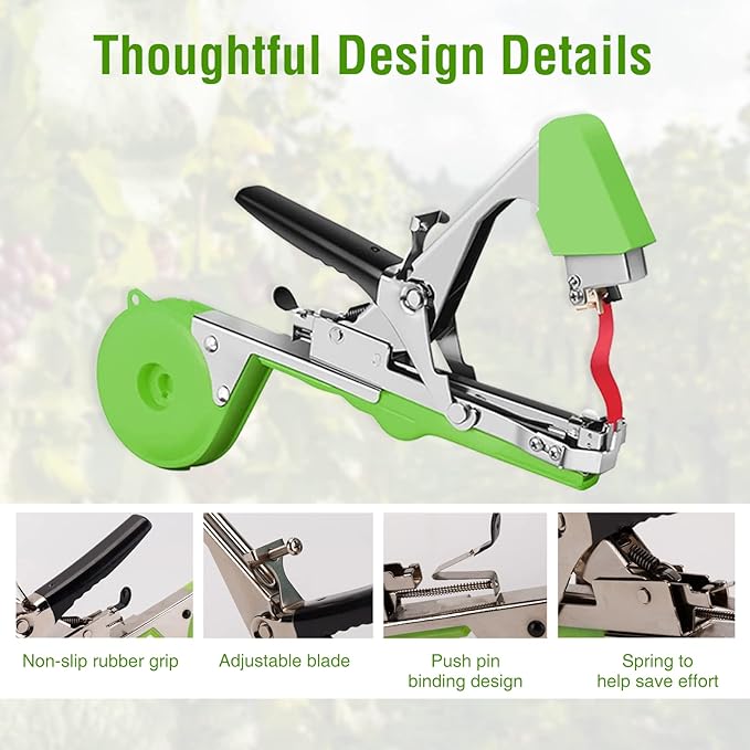 Plant Tying Machine,Plant Tapener,Tape Gun,Garden Vine Tying Tape with 20 Rolls and 10000pcs Staples,Vineyard Tool Garden Tools for Grapes, Raspberries, Tomatoes and Vining Vegetables etc
