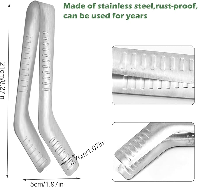 2PCS Seedling Transplant Tongs Stainless Steel Seedling Starters Remove Tongs Seedling Transplanting Tool Seedling Easy Transplanter with Anti-Slip Grasp Tips to Reduce Damage to Roots