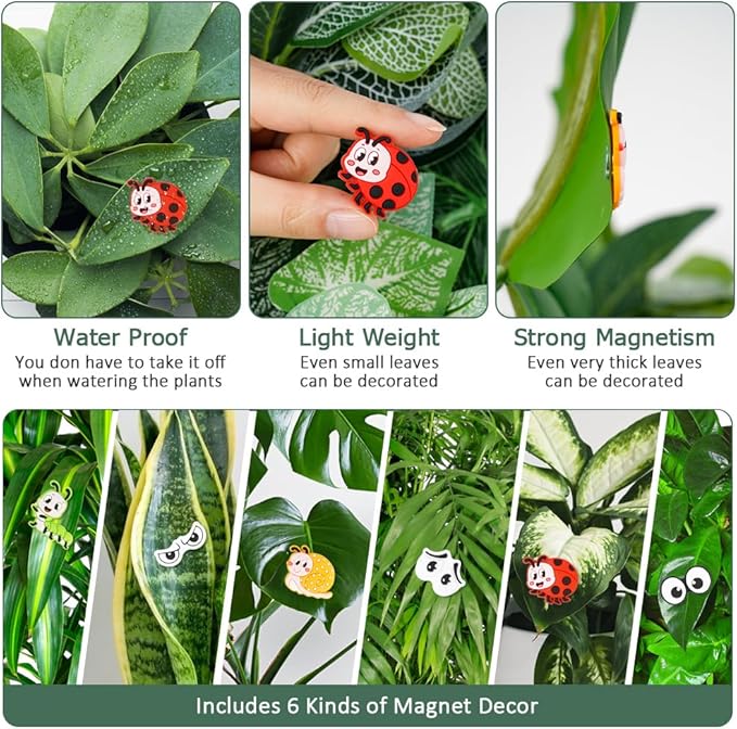 AUAUY Plant Magnets Eyes for Potted Plants, 6PCS Silicone Plant Safe Magnet Pins Charms, House Plant Accessories Unique Gifts for Plant Lovers