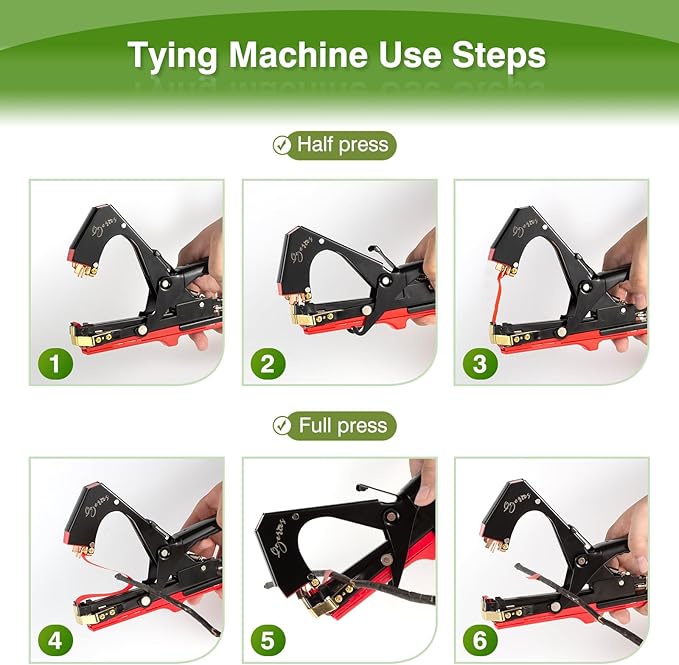Plant Tying Machine,New Update Lightweight Plant Tying Tape Tool to Tie Up Vine Quickly, Plant Tie Tapener Gun with Tapes and Staples Red