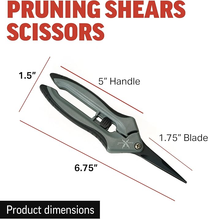 Piranha Pruner Trimming Scissors Garden Shears, Plant Trimmers, Gardening Hand Tools, Straight Fluorine Coated Blade