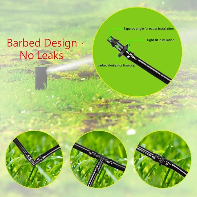 300PCS Irrigation Fittings Kit Drip Irrigation System,HOINCO Drip Irrigation Barbed Connectors for 1/4 Inch Tube, for Flower Pot Garden Lawn