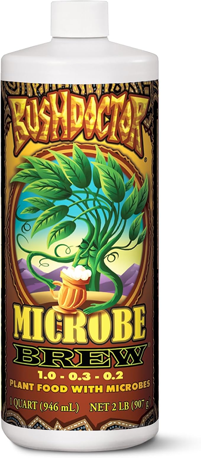 FoxFarm Bushdoctor Microbe Brew - Liquid Macro & Micronutrients, Enhances Root Efficiency, Growth & Nutrient Uptake - Soil Revitalizer- NPK 1.0-0.3-0.2 (Quart)