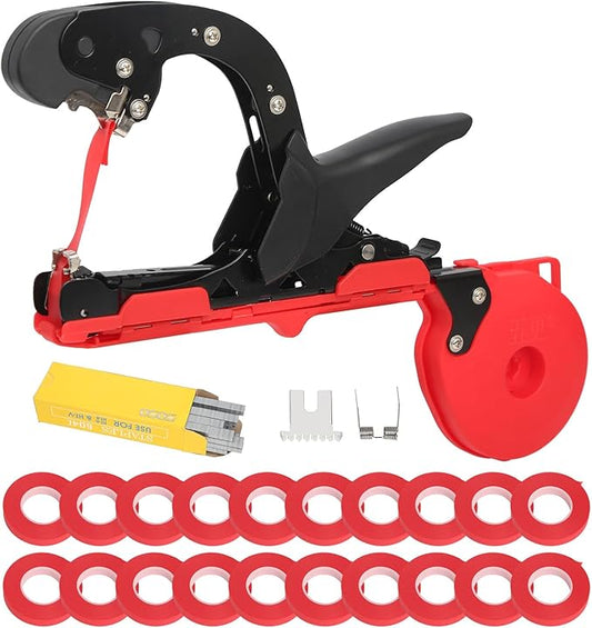 Plant Tying Machine, Plant Tape Gun, Lightweight Plant Tying Tape Tool to Tie Up Vine Quickly, with 20 Rolls of Tapes+10000pcs Staples, for Vegetable Grape Cucumber Tomato Flower and Pepper
