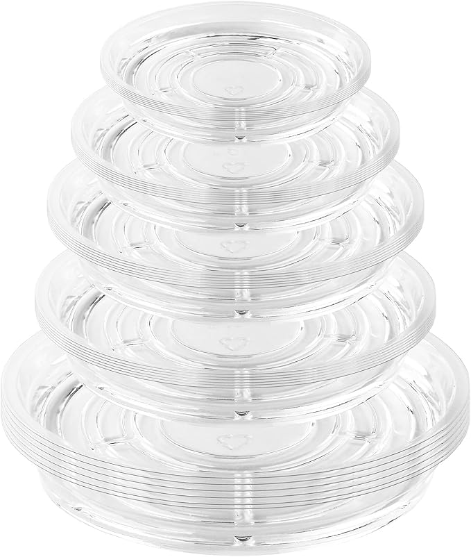 30 Pack Clear Plant Saucers for Indoors (4, 6, 8, 10, 12 inch) Flower Pot Saucers for Potted Plants Plant Plate Set Plant Trays for Indoors No Holes Plant Trays for Pots Bulk