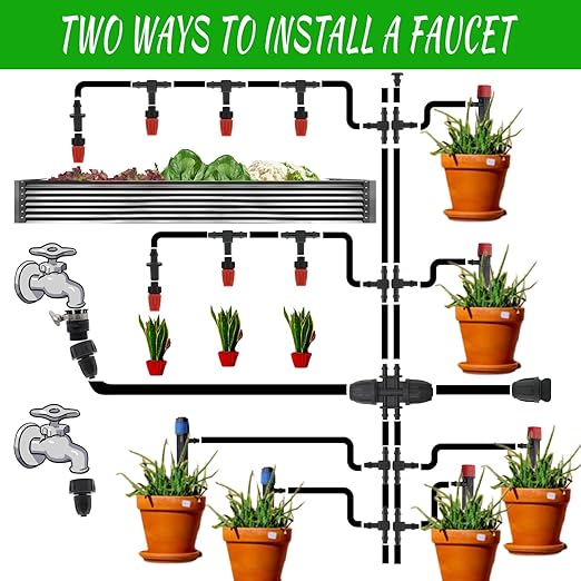 Drip Irrigation System Kit, 240 Ft Automatic Garden Watering Plant System Kit, Greenhouse Irrigation Kit, Patio Sprinkler System for Outdoor Raised Bed Plants with 1/2in,1/4in Hose