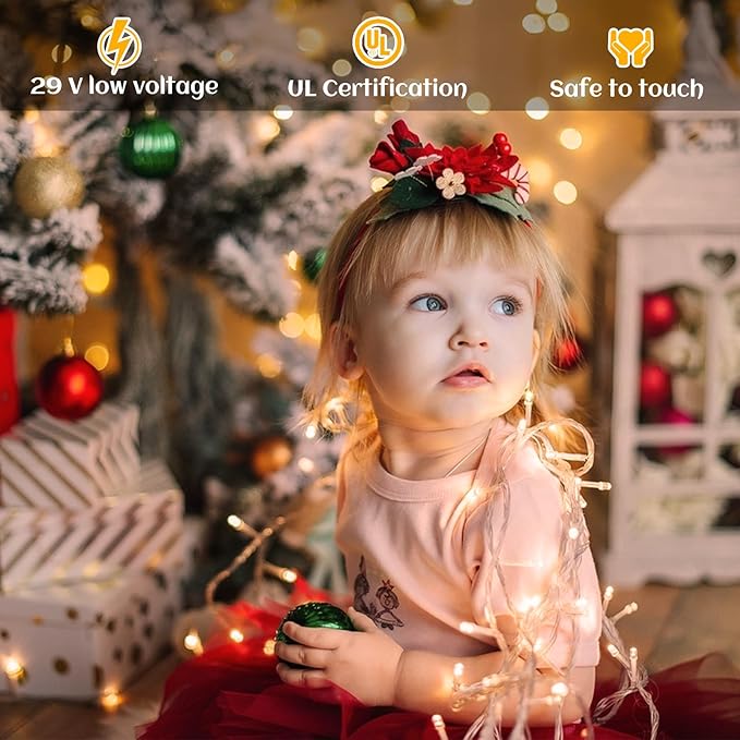 Icicle lights Outdoor - 66ft Christmas Lights with 640LED 120 Drops 8 Modes, Plug in Curtain String Lights Waterproof for Holiday Wedding Party Home Garden Bedroom Indoor Outdoor Decoration,Warm White