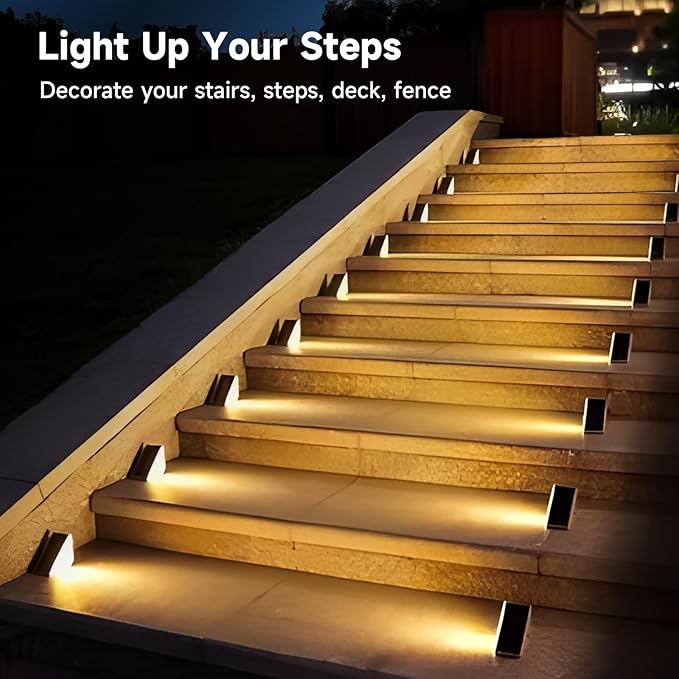 Solar Step Deck Lights Outdoor 20 Pack Solar Step Light, Waterproof Warm White/7 RGB Color Glow Solar Fence Lights for Yard, Patio, Garden, Walkways, Front Door, Pathway, Driveway
