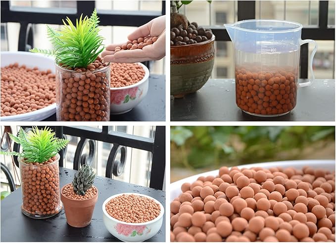 HOT SEAL 1.9 LB Clay Pebbles, 1/8'' Gardening Ceramsites Growing Media for Succulents Orchids, Aquaponics, Aquaculture Hydroponics. Ceramsite Clay Rocks Decor Cultivation, Leca for Plants