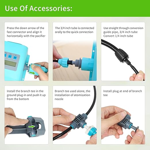 Automatic drip Irrigation Sprinkler kit, LCD Display, Supporting 15 nozzles, with Multiple Installation Methods for nozzles, Automatic Watering System for Plants,with Digital Programmable Water Timer