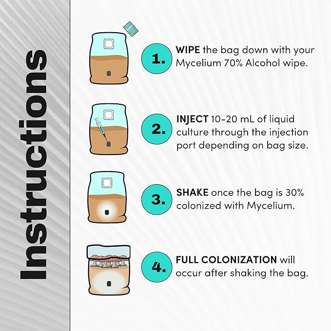 Mycelium’s White Oyster Gourmet Mushroom Kit | 8LBS Oak & Soy Hull with Millet Blend | 20ML Liquid Culture Syringe | All-in-One Complete Cultivation Kit | Pre-Sterilized - Home Growing Made Easy