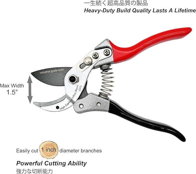 Anvil Pruning Shears [Made in Japan] 8" Sharp Garden Shears for Gardening, Heavy Duty Hedge Trimmers, Garden Clippers, Pruner, Garden Tools Pruning Scissors for Plants, Branch