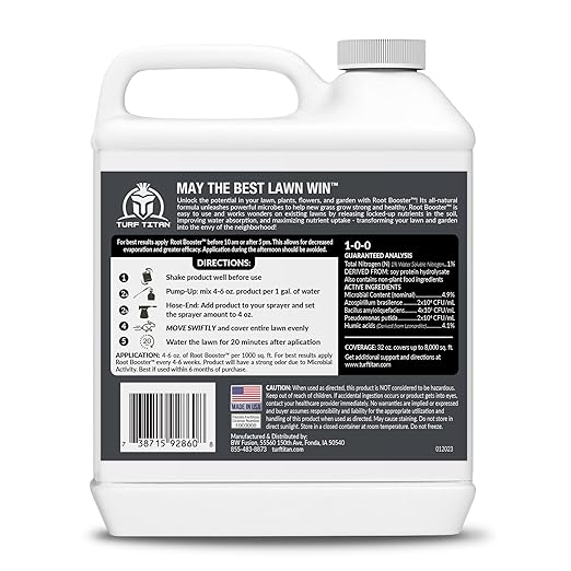 Turf Titan Root Booster – Lawn Probiotic & Garden Booster – Natural Liquid Probiotic for Plants & Lawn Care – Green Lawn Booster for Effortless Lawn Maintenance - Covers up to 8,000 Sq Ft