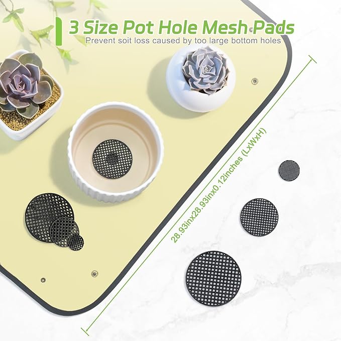 Repotting Mat for Indoor Plants, Foldable Waterproof Plant Potting Soil Mat Tray with 13 Pcs Garden Transplanting Succulent Tools and 30 Pcs Mesh Pads for Outdoor Care (Green)