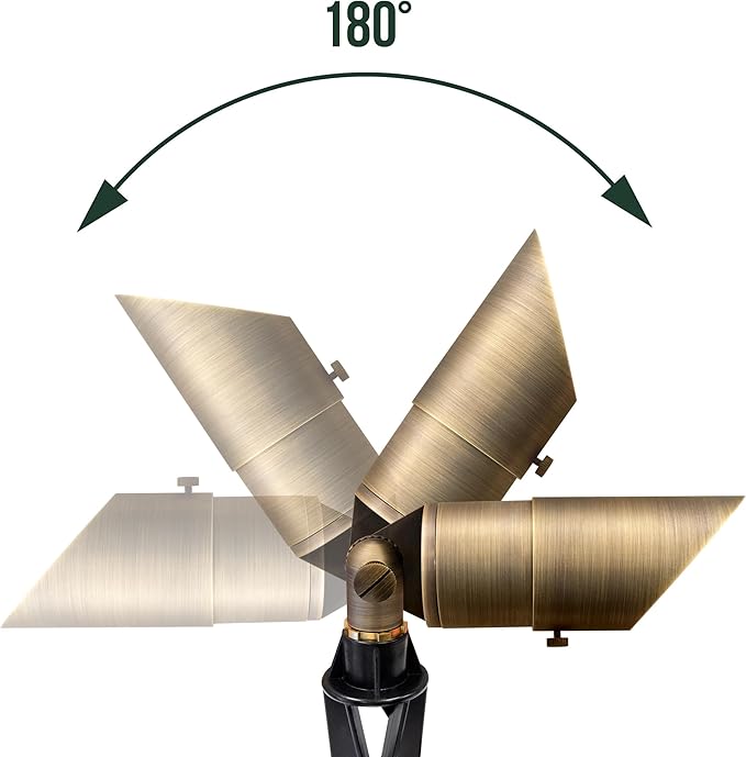 GKOLED 12V Brass Landscape Spotlight, LED Low Voltage Landscape Lighting, Outdoor Adjustable Lights for Yard Wall Lawn Tree Patio Garden, Waterproof Directional Up Light, No MR16 Bulb