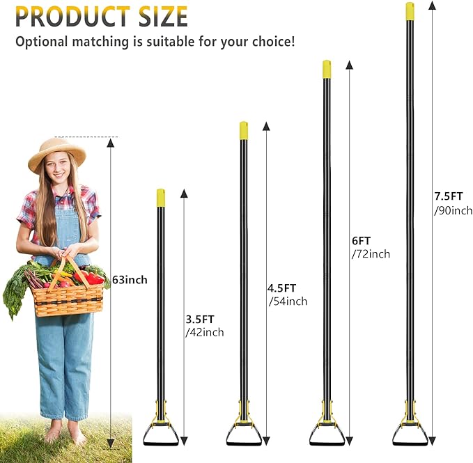 BsBsBest Scuffle Hoe Garden Tool, Stirrup Loop Hoe with 90 Inch Adjustable Long Hand, Great for Weeds in Backyard,Vegetable Garden