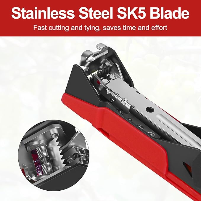 Upgraded Plant Tying Machine Gun to Tie Up Vine Tomatoes and Grapes Quickly Garden Tape Tool for Gardeners Farmers with SK5 Blade Replacement Garden Tapes and Staples