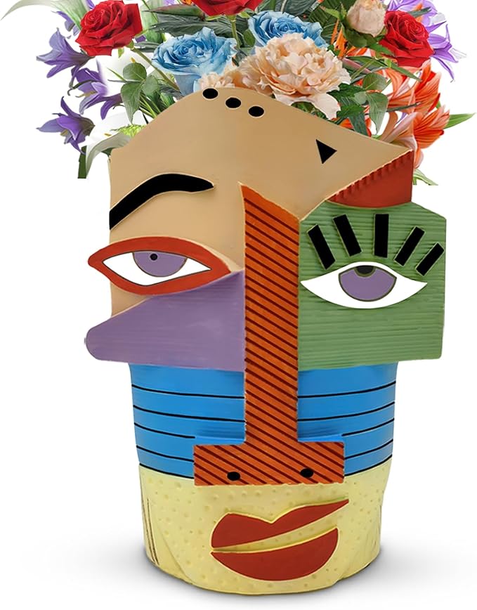 Abstract Face Planters Pots Head,Unique Head Planter for Indoor Plants,Funny Face Flower Pot,Colorful Plant Pots for Outdoor Garden Deco and Home Art Decoration(Eclectic)