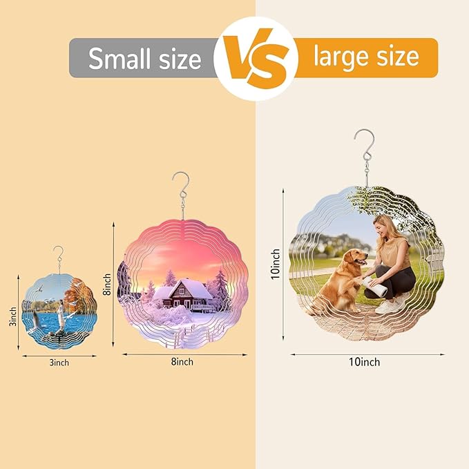 Sublimation Wind Spinner Blanks, 8 Pack 10 Inch 3D Aluminum Metal Hanging Wind Spinner Bulk Sublimation Blanks for Garden Yard Outdoor, Window Porch Decoration for Heat Press Transfer DIY Gift